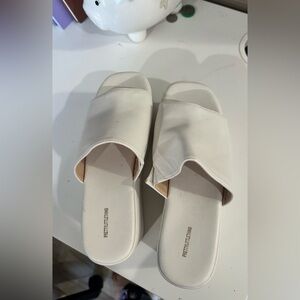 PrettyLittleThing Off-White Platform Slides